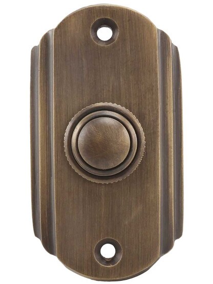 Streamline Deco Doorbell Button in Antique Brass.
